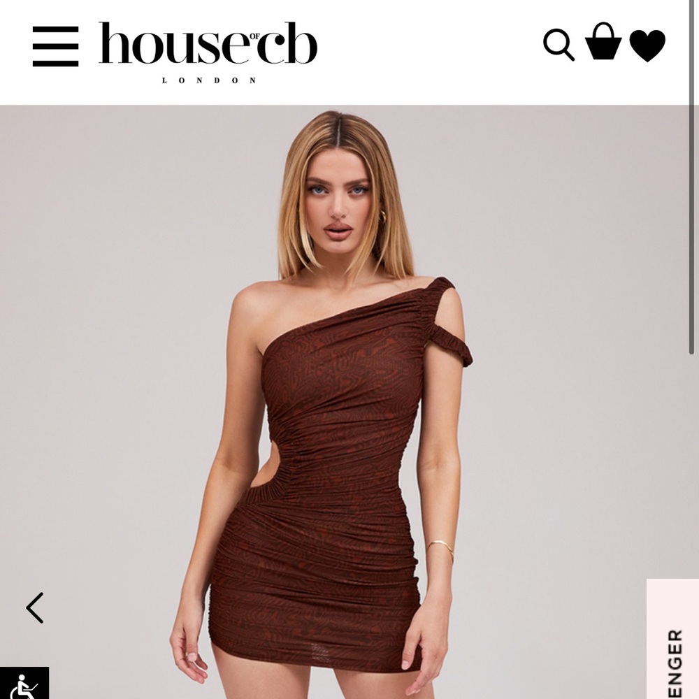 House of CB Cocoa Mesh Mini Dress Size S NWT